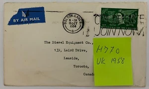 HJ70 UK Airmail nach Canada 16.10.1958 - Bild 1 von 1