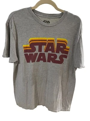 Camiseta Gris Star Wars Camiseta Gráfica Grande Naranja Amarillo Granate Logo Manga Corta Foto 1 de 4