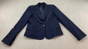 Tommy Hilfiger Short Blazer Jacket Womens Sz 8 Navy Blue Career Business - Picture 1 of 14