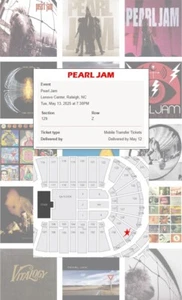 Pearl Jam - Dark Matter Tour - 2 Tickets - Raleigh NC - May 13, 2025 - Picture 1 of 2