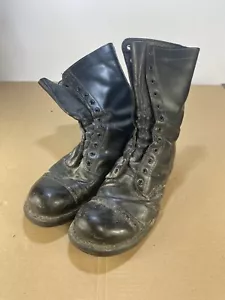 Vintage Corcoran Combat Jump Boots SZ 11.5 12 Black Leather Cap Toe USA Vietnam - Picture 1 of 8