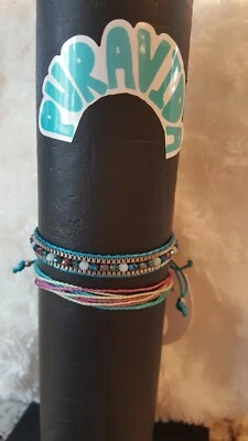 Pulsera Pura Vida puravida Original Good Vibes y Conjunto de Cuentas de Cristal Boho Gbag  Foto 1 de 4