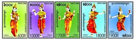 2008 Best Wishes Dance Cambodia Stamps Set Riel MNH Cover