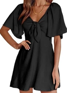 Dokotoo Womens Dresses 2024 Fall Summer Deep V Neck Elegant Bow - L - Picture 1 of 4
