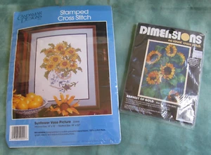 Par de kits de punto de cruz de girasol sellados en paquete - Imagen 1 de 3