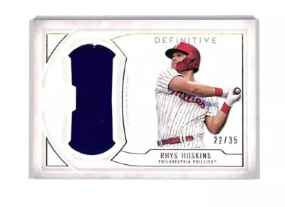 2019 Topps Definitive Rhys Hoskins 22/35 game used helmet patch card Phillies - Image 1 of 2