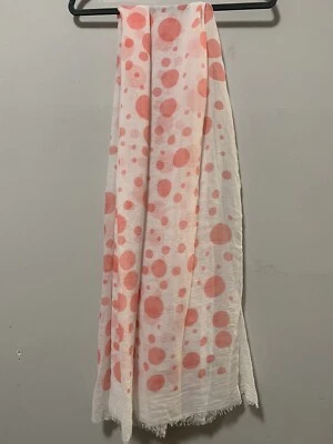 "Bufanda rectangular blanca con lunares rosas linda informal All Jazzed Up 72""x26""" Foto 1 de 4