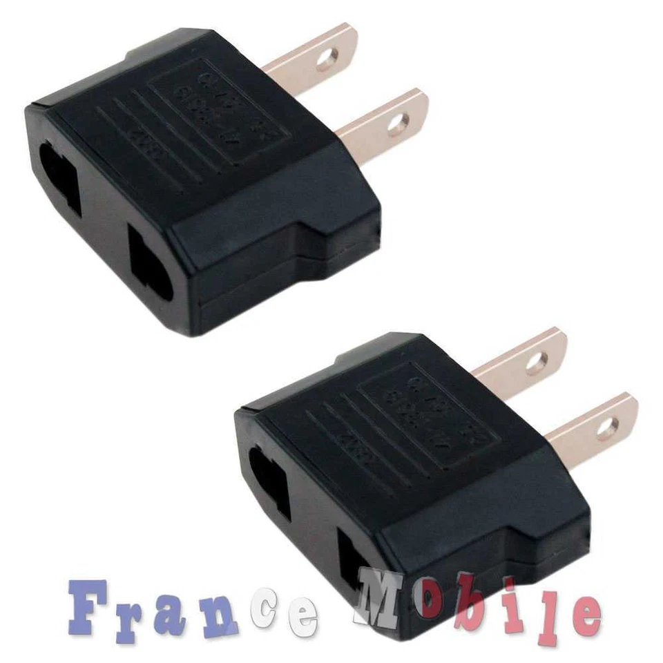 2x Adaptateur Convertisseur prise secteur FR France BE EU vers US USA Canada - Photo 1/1