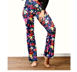 PANTALONES DE YOGA RETRO PIERNAS ACAMPANADAS ANCHAS MOD “HIPPIE” FLOR PLUS 2X Se adapta a 16/17 - Imagen 1 de 6