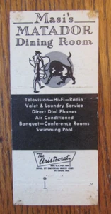 STIERKAMPF-STREICHHOLZBUCHHÜLLE: MASI'S MATADOR ROOM ALLEN PARK, MI MATCHCOVER -D21 - Bild 1 von 2