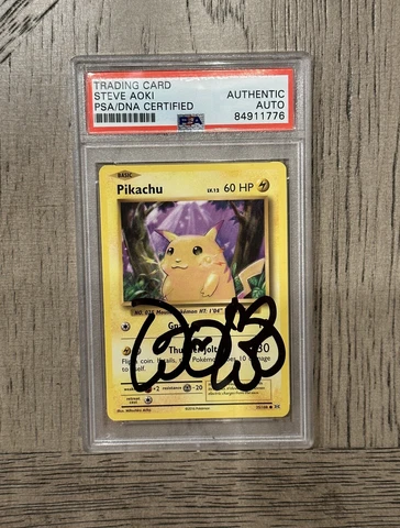 STEVE AOKI SIGNED 2016 POKEMON PIKACHU CARD #35 PSA AUTHENTIC SLAB COA AUTO Cover