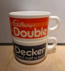2 Cadbury Double Decker Ain't Half a Bar /Mug Twin Stacking Cups Arcopal France - Picture 1 of 5