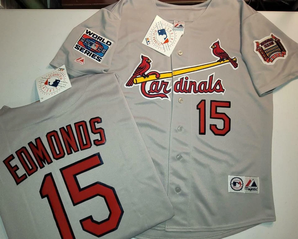 11025 St Louis Cardinals JIM EDMONDS 2006 World Series Baseball Jersey GRAY NWT - Image 1 of 1