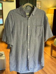 Orvis Shirt Mens L Blue/White Hemp Blend S/S Button Front Shirt - Picture 1 of 2