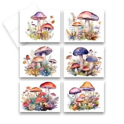 12 All Occasion Note Cards blank with envelopes - MUSHROOM ( 2 of each ) - Image 1 of 4