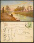 Egypt 1/2d 1907 Old Tuck's Postcard On an Irrigation Canal Cairo, SHEEP Shepherd