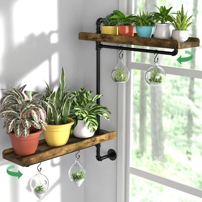 GDLF Window Floating Plant Shelves Industrial Pipe Swivel Shelving, Large Space