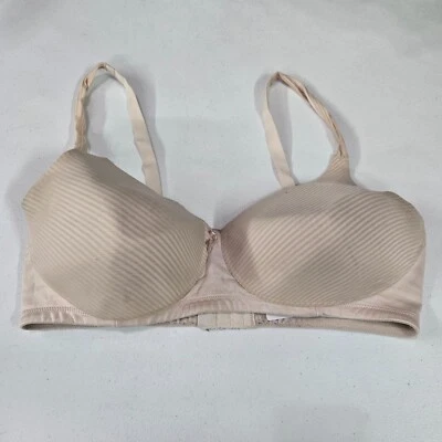 Vanity Fair Women Bra 38DD Beige Striped Radiant Collection T Shirt Wireless - Image 1 of 4