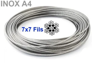 Cable Ø 6mm inox 7x7 inox 316 - A4 Couronne de 19 mètres - Picture 1 of 2