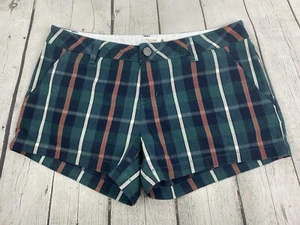 Volcom Juniors Size 3 Green Red White Plaid Shorts LKNW - Picture 1 of 8