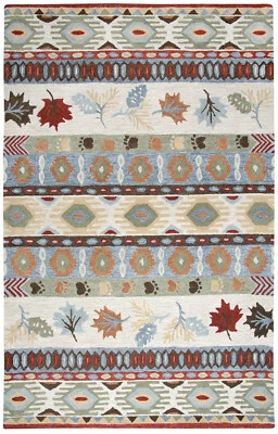 8x10 Rizzy Rugs Beige Rows Leaves Wool Geometric Area Rug NWD104 - Aprx 8' x 10' - Image 1 of 4