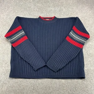 VINTAGE Himalaya Outfitters maglione uomo 2XLT blu rosso pullover maglia a costine anni 90 - Foto 1 di 8