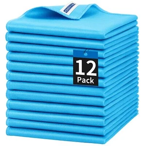 12 Pack Large Microfiber Glass Cleaning Cloths 12 X 12 Inch Eyeglass - Picture 1 of 8