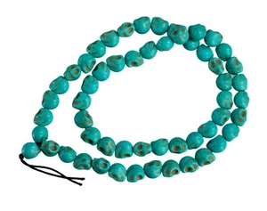 Mala - Collier Bouddhiste - Tête de Mort - Perles Crane -Howlite- Ø 11mm # 8255 - Picture 1 of 4