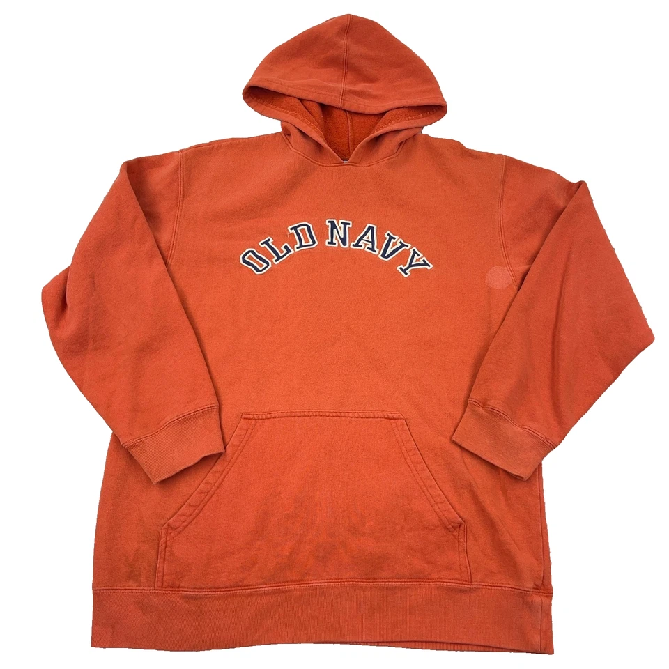 Vintage Y2K Old Navy Youth XL Orange Spellout Sweatshirt Embroidered 2000s Boys - Image 1 of 4