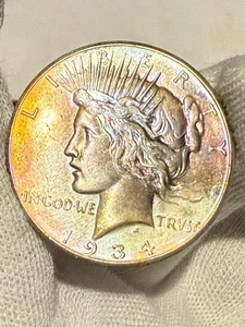 * 1934-S * SUPERBO + GEMMA AU + DOLLARO ARGENTO PACE * DA COLLEZIONE ORIGINALE - Foto 1 di 2