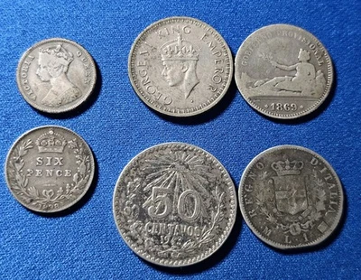 A World Silver Coin Lot Dating To 1867. Six (6) Different Silver Coins!!!!!  - Image 1 of 2