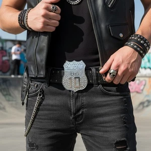 Uomo Argento Colore Metallo Cintura Fibbia Ca Stato California 10 Freeway Bling - Foto 1 di 24