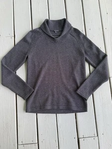 Suéter tejido Theory 100 % lana merino gris capucha cuello hombre talla pequeña pulóver L/S - Imagen 1 de 5