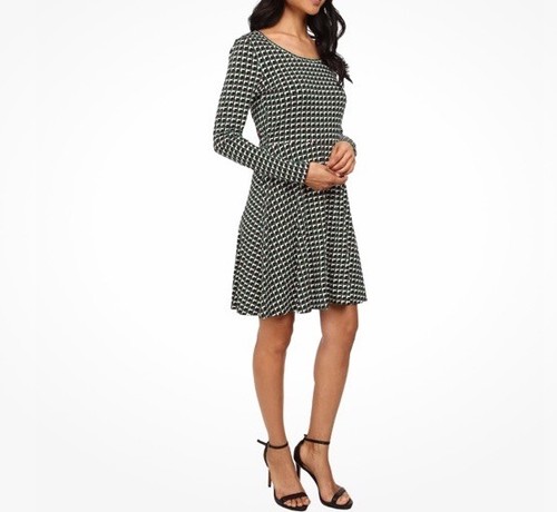 Abito Michael Kors in jersey aderente e svasato geometrico verde multicolore taglia L