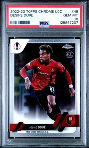 2022-23 Topps Chrome UEFA Club Competitions - Desire Doue #48 (RC) PSA 10 - Picture 1 of 2