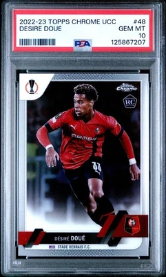 2022-23 Topps Chrome UEFA Club Competitions - Desire Doue #48 (RC) PSA 10 - Image 1 of 2