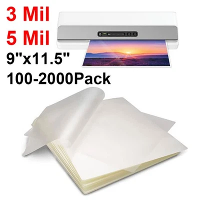 Листы термического ламинирования 9 x 11,5 дюйма размер Letter прозрачные пакеты для ламинирования 3 мил 5 мил - Изображение 1 из 4