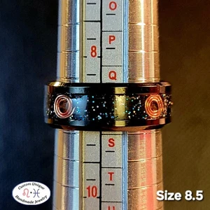 Ring Uni-Sex Feueropal, Kupfer & Harz bildet Organit zur Reinigung der Körperenergie - Bild 1 von 4