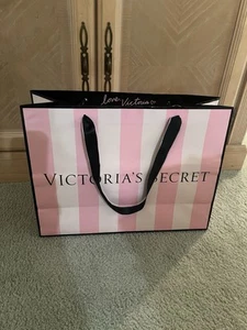 VICTORIA'S SECRET SHOPPING /GIFT BAG GLOSSY PAPER Pink Stripe XL 16"X12"X6 - Picture 1 of 6
