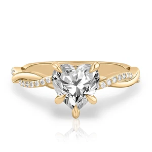 Yellow Gold Diamond Ring For Wedding Lab Grown Heart 1.2 Carat IGI Certified 14k - Picture 1 of 10