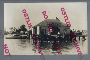 Longbeach FLORIDA RPPC c1920 DOCK Pier FISHING SCENE nr Sarasota LONGBOAT KEY FL - Picture 1 of 3