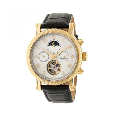 Reloj Heritor Automático Winston Para Hombre Semiesqueleto Cuero Negro Dorado HR5203 Foto 1 de 3