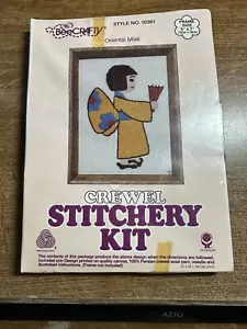 New VTG Bee Crafty Crewel Embroidery Kit Oriental Miss Asian girl Kimono - Picture 1 of 3