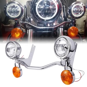 4.5" LED Spot Passing Lights Turn Signals Bar for 1994-2013 Harley Road King - Picture 1 of 11