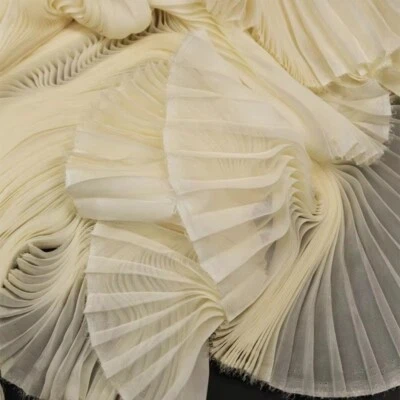 Handmade Pleated Organza Fabric Light Chiffon DIY Material  Summer - image 1 of 4