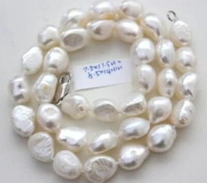 Classic Natural 8-9mm South Sea White Baroque Real Pearl Necklace 18 Inches - Picture 1 of 12