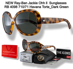 NEW Ray-Ban Jackie Ohh ll Sunglasses RB 4098 710/71 Havana Torte_Dark Green - Picture 1 of 4