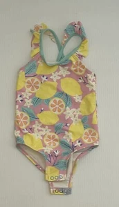 Carter’s Baby Girls Pastel Lemons & Flowers Swimsuit • 24 Months • Snap Bottom - Picture 1 of 3