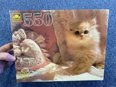 Golden 550 piece White Cat and Lace Puzzle 4729-45 Vintage Sealed  - Image 1 of 4