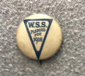 1918 WWI Pin-Back Badge: War Savings Stamps (WSS) ; USA Military Effort Support - Picture 1 of 2